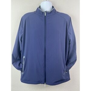 Peter Millar Men's Performance Stretch Windbreaker Jacket Blue Full Zip Sz L